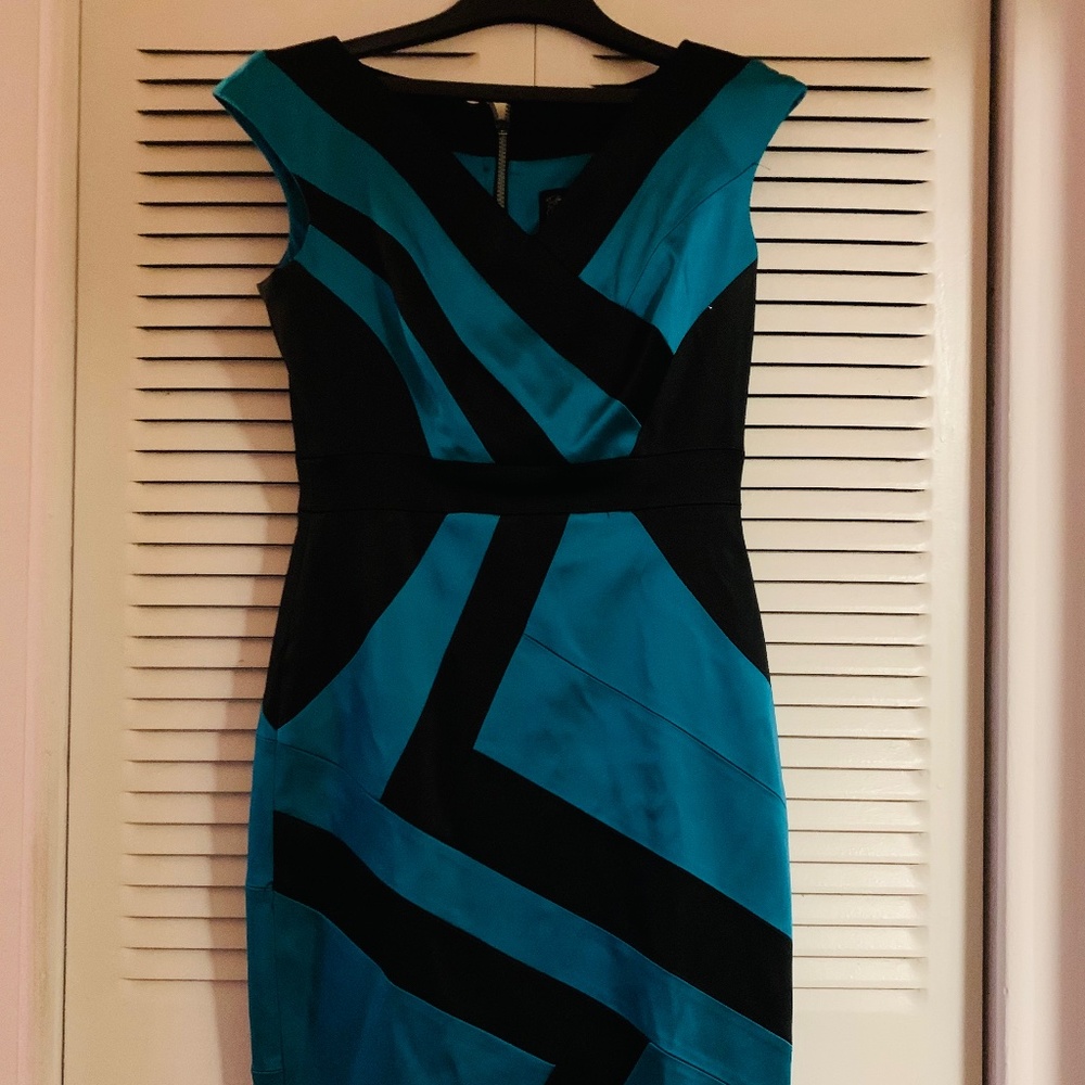 Black & Teal Sheath Dress